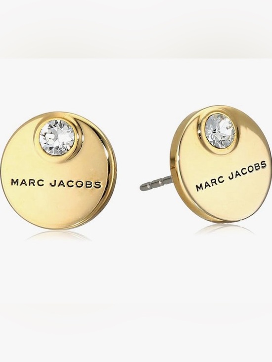 Marc Jacobs Jewelry - Marc Jacobs Gold-Tome Coin Stud Earrings with Clear Crystal Accent, NWT